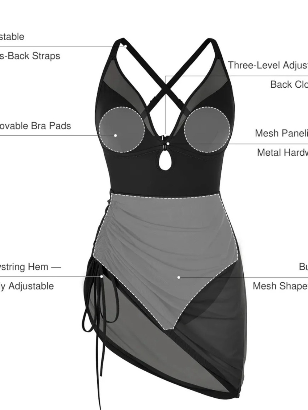 Popilush Sculpting Curve Mesh
Skirt
One-Piece Swimsuit - Picture 4 of 8